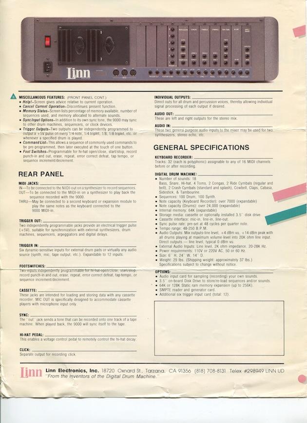 Linn9000 Scan Back